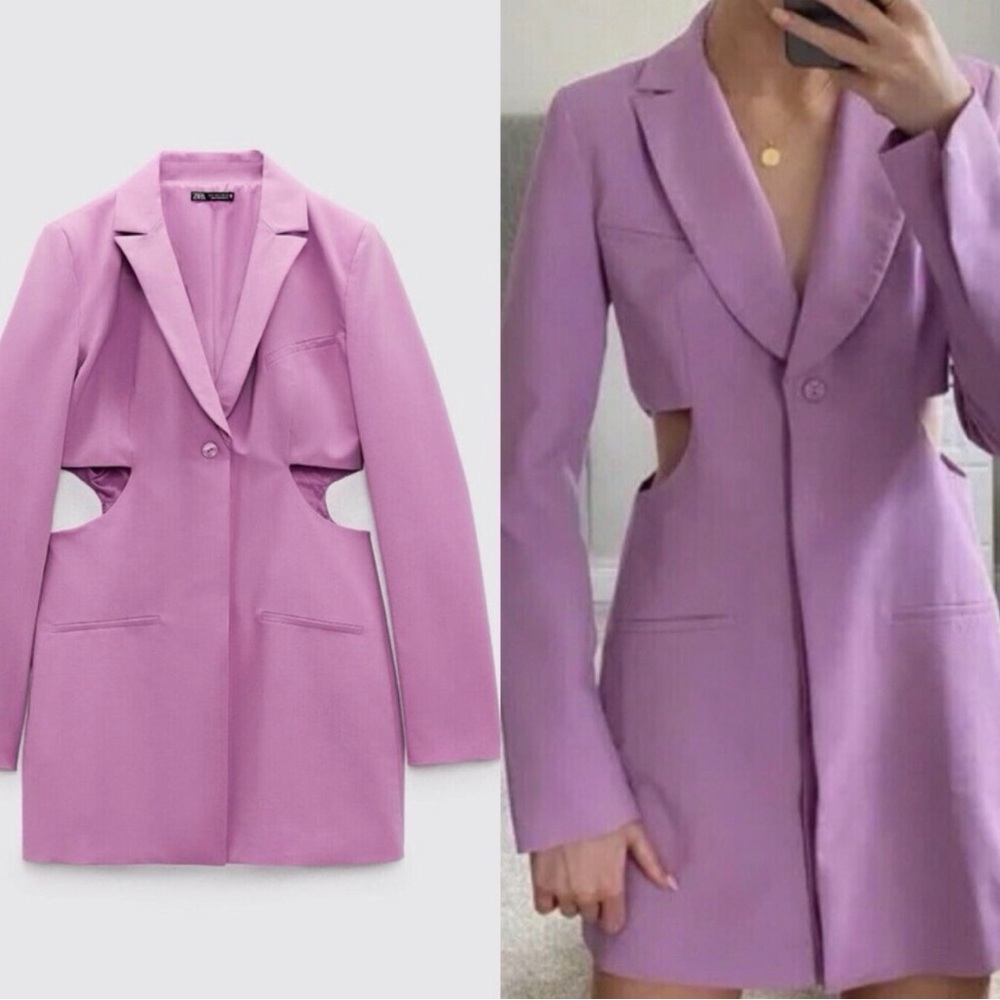 Zara Spring Lilac Blazer Dress Coat Jacket